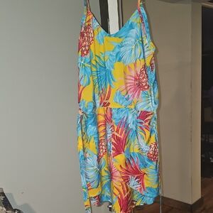 Tropical Print Strappy Dress